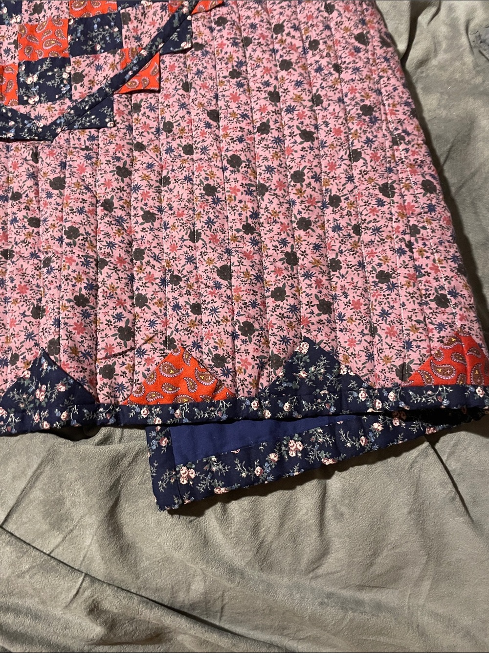 Vintage Handmade Quilted Patchwork Vest – Floral & Paisley Bird size L - Picture 11 of 14